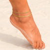 Layered Herringbone Anklet Set