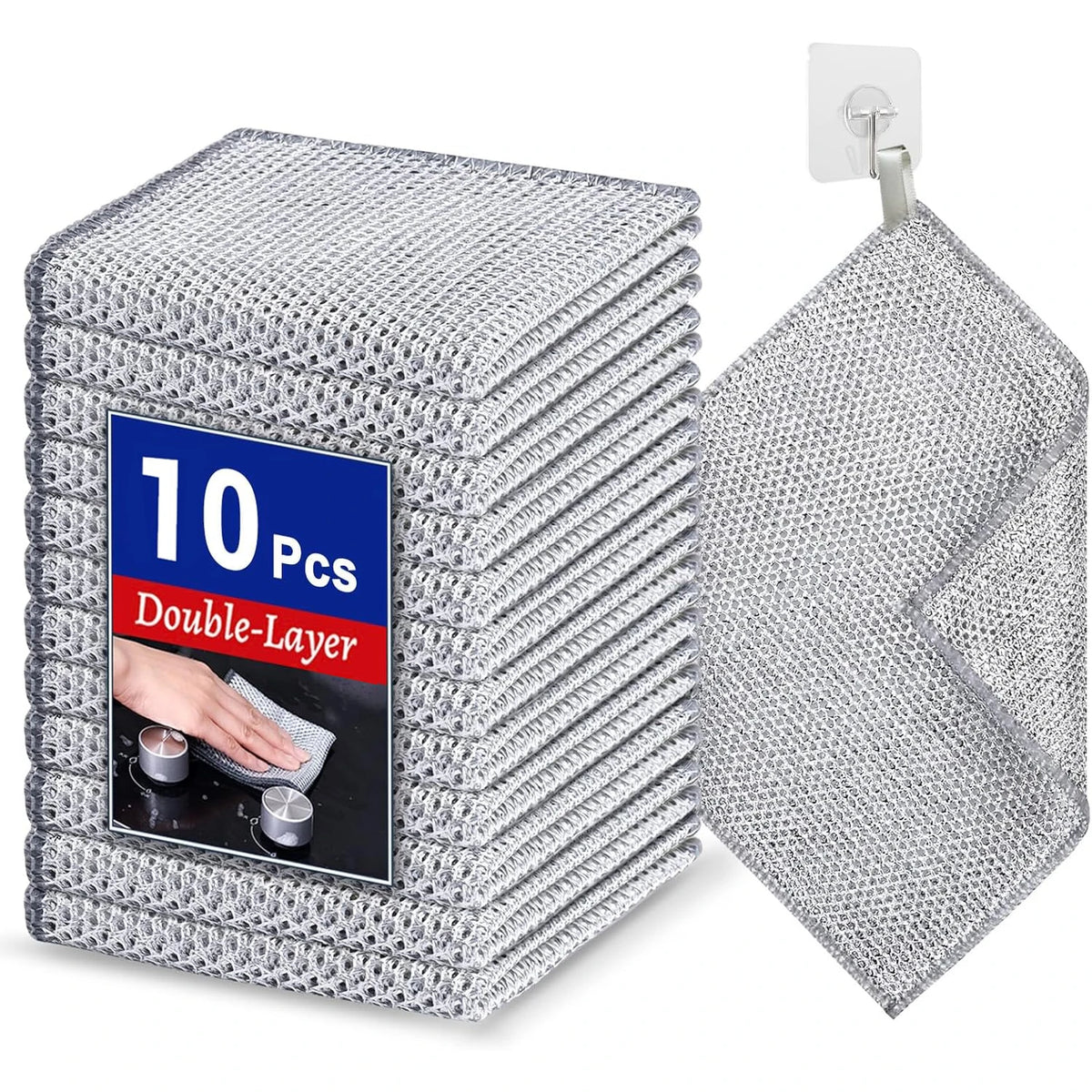 Steel-Reinforced Non-Scratch Kitchen Cleaning Cloths (2-Pack)