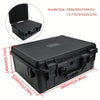 Black hard shell protective storage case for tools and instruments shown with dimensions.