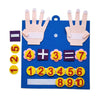 A blue felt counting board with fingers, numbers, and a counting strip for toddlers.