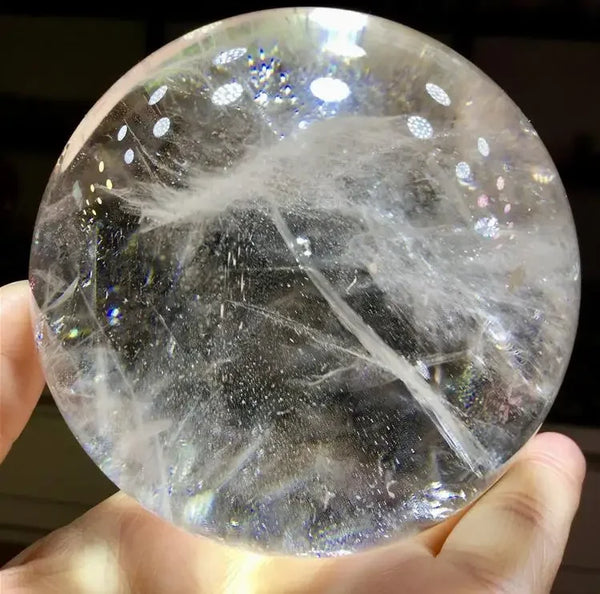 Natural Clear White Crystal Quartz Sphere