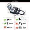 A portable combination key safe with a metal body and storage space is shown with various features listed.