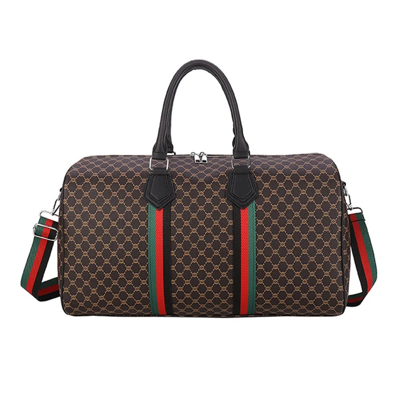 Large Capacity Women's Travel Duffel Tote with Plaid Design