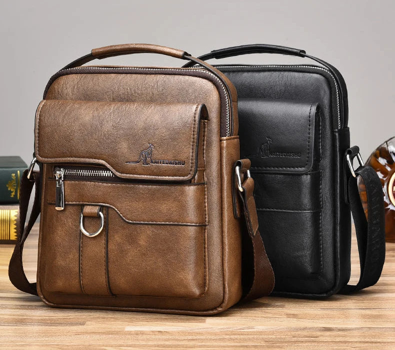 Vintage Leather Messenger Bag for Men – Classic Crossbody Shoulder Bag
