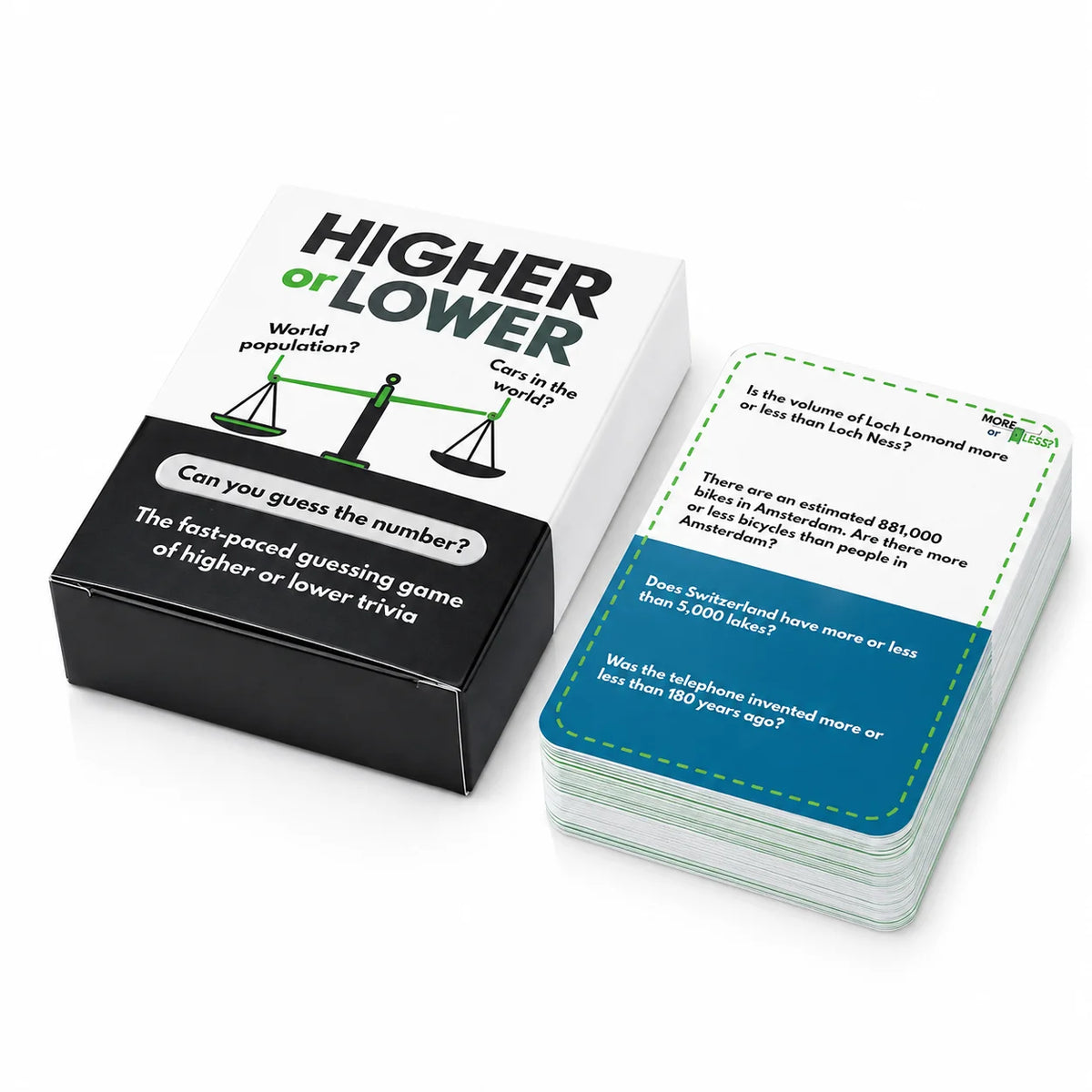 Higher or Lower Trivia Card Game - Fast-Paced Guessing Game for Groups