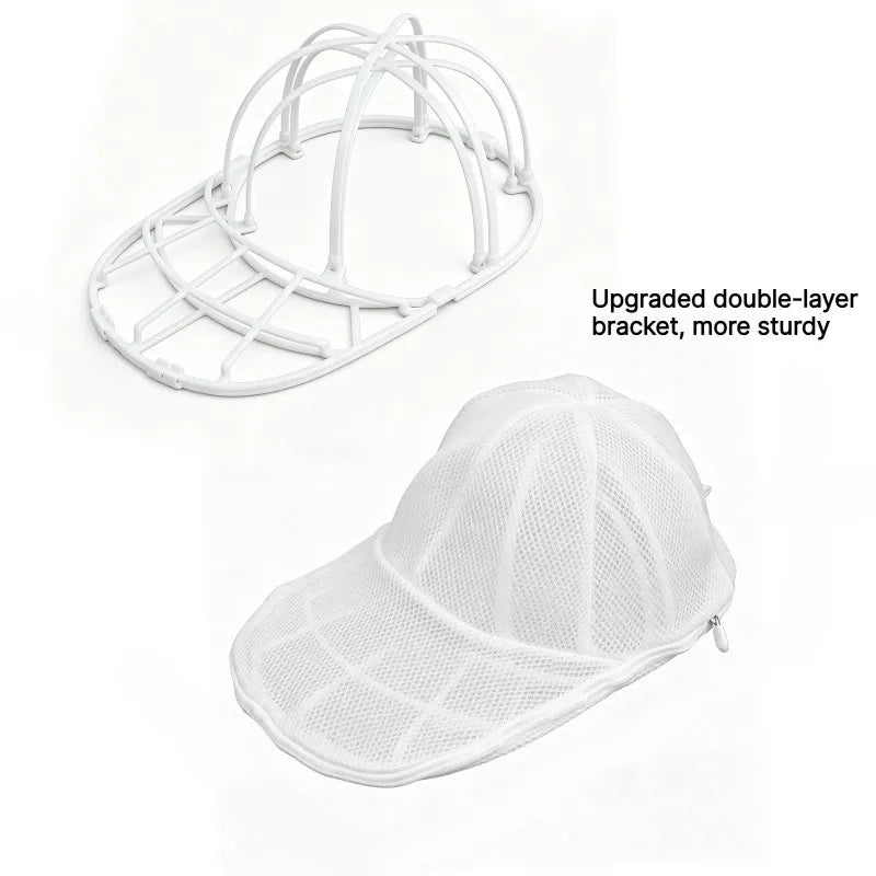 White double-layer bracket and a white mesh hat cleaning cage for washing machine