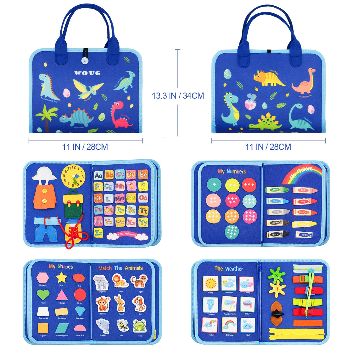 Montessori Busy Board – Dinosaur-Themed Sensory Learning Toy for Toddlers