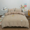 100% Cotton Duvet Cover Set with Plaid Stripe – Breathable & Skin-Friendly