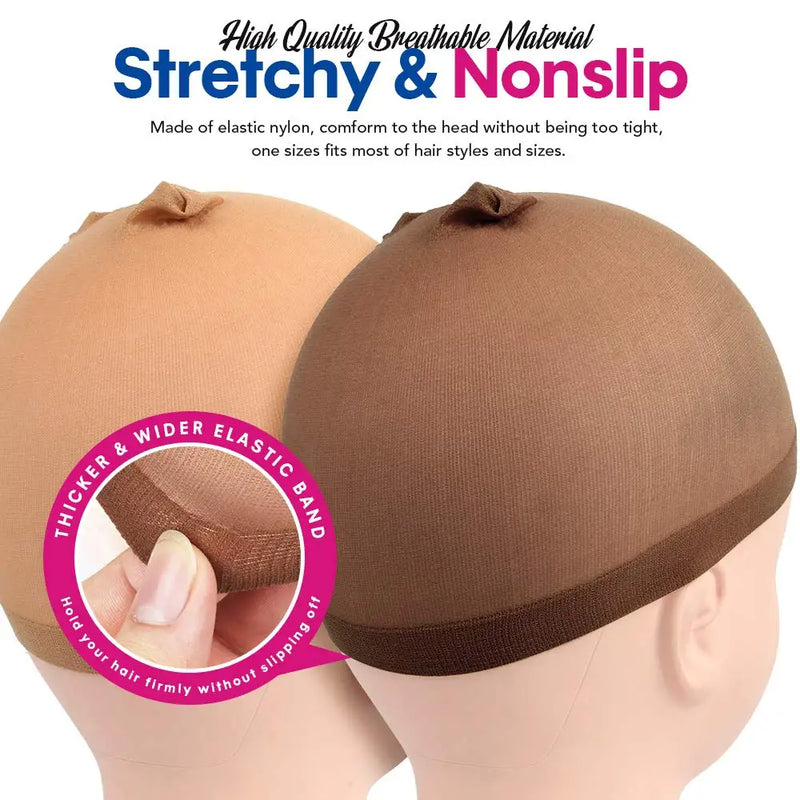Stretchy Nylon Wig Caps - 6 Pack