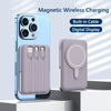 A light blue smartphone case with a magnetic wireless charging feature and a purple power bank.