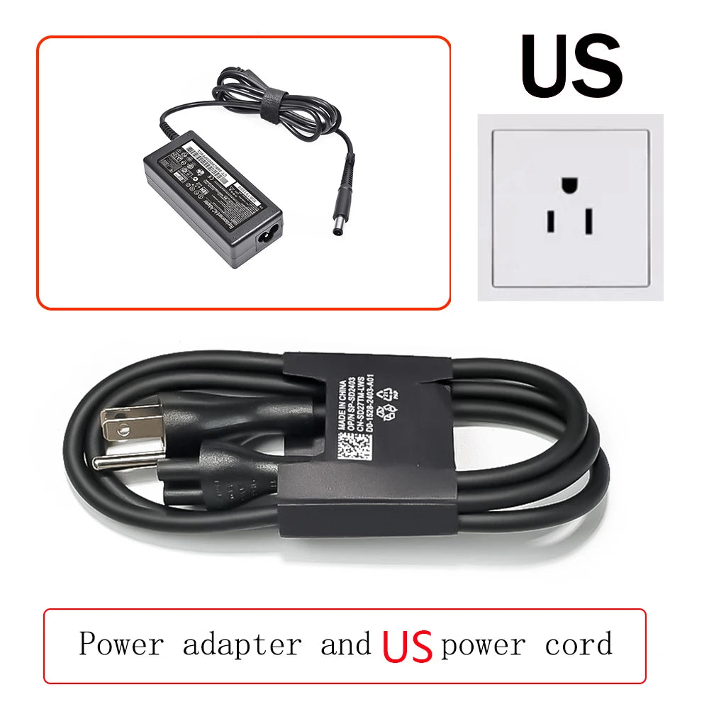 Adaptateur et câble d'alimentation américain noir avec fiche pour alimenter des appareils électroniques.