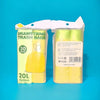 A package of yellow drawstring trash bags with handles, labeled 20L capacity and model W060.