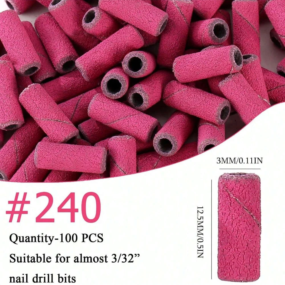 Haufen rosa Nagelfeil-Fräser mit strukturierter Oberfläche, geeignet für fast 3/32 Zoll Nägel.