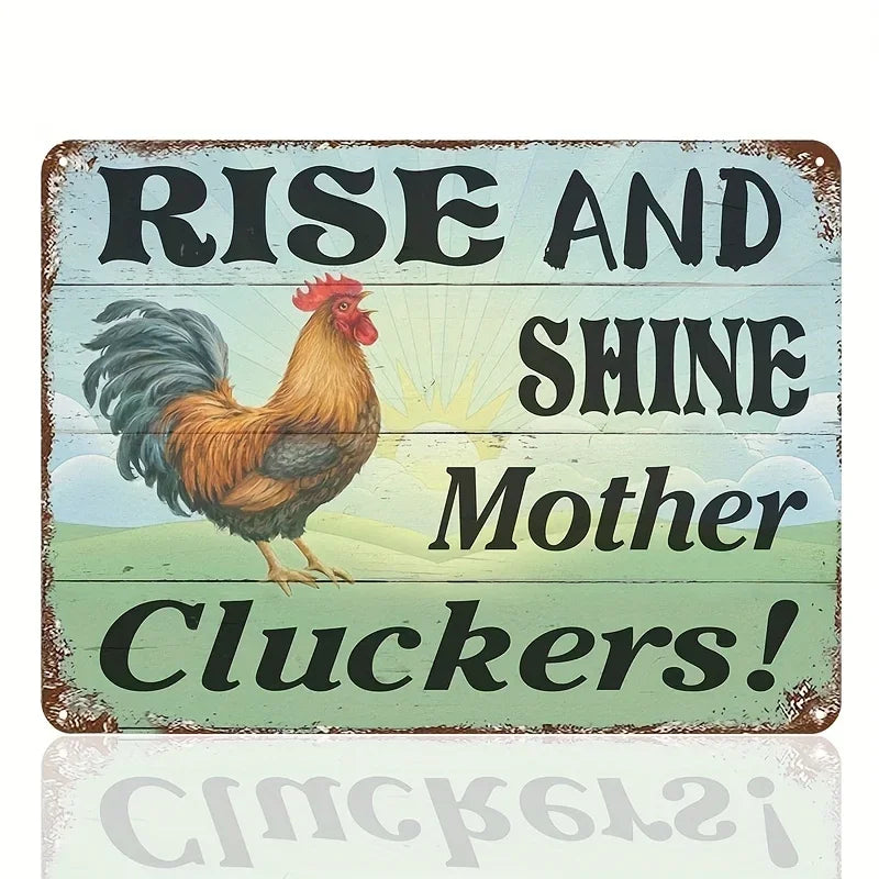 Retro Funny Chicken Farm Metal Sign for Kitchen and Coop
