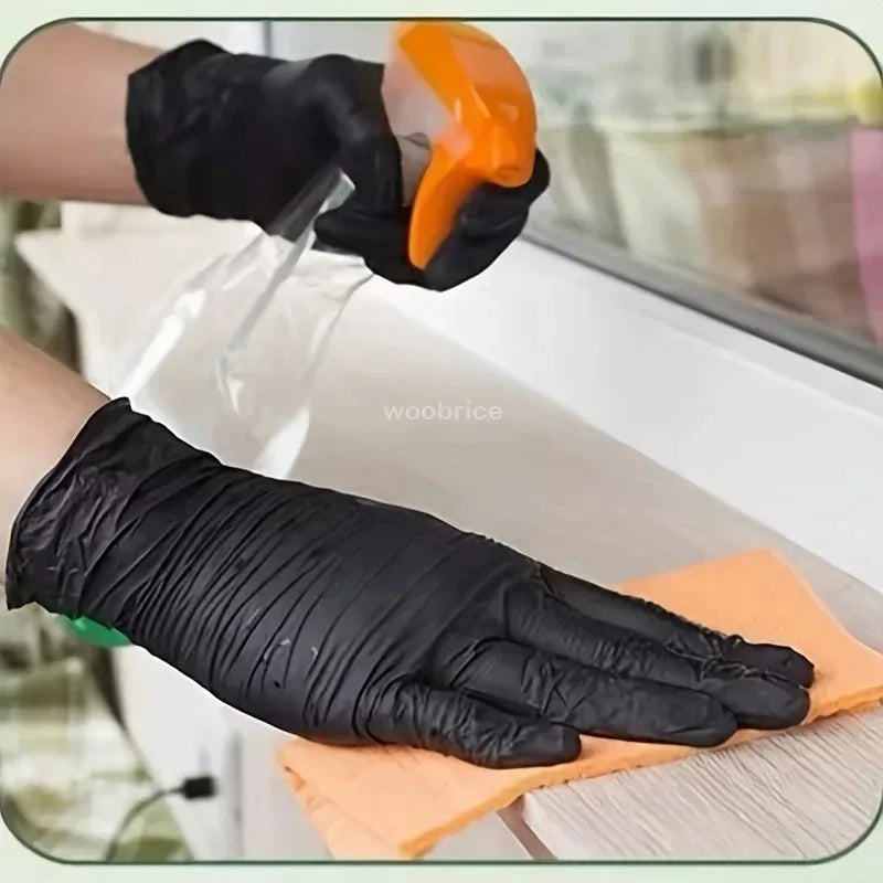Black Disposable Nitrile Gloves for Cleaning and More