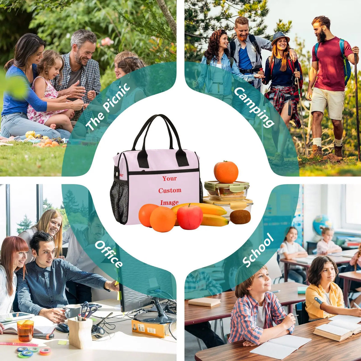Insulated Cooler Lunch Bag with Adjustable Shoulder Strap