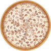 Handcrafted rattan serving tray featuring mother of pearl inlay in a swirling floral design.