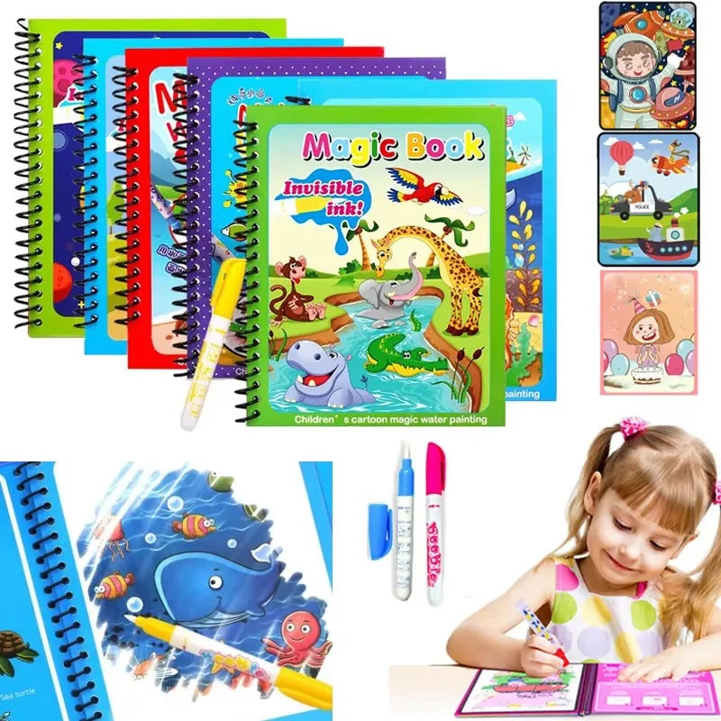 Libro de Dibujo Mágico con Agua Reutilizable para Niños