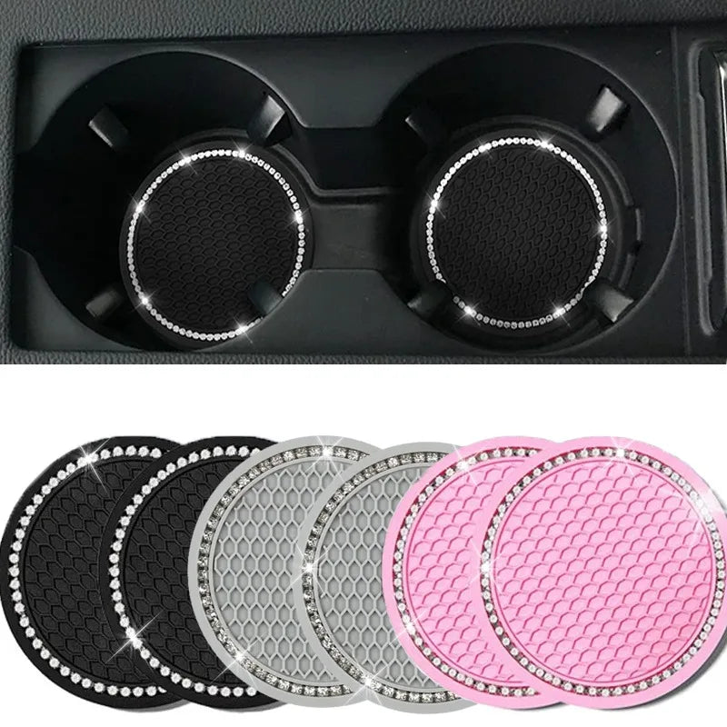 Rhinestone Crystal Car Cup Holder Coasters (Set of 2)