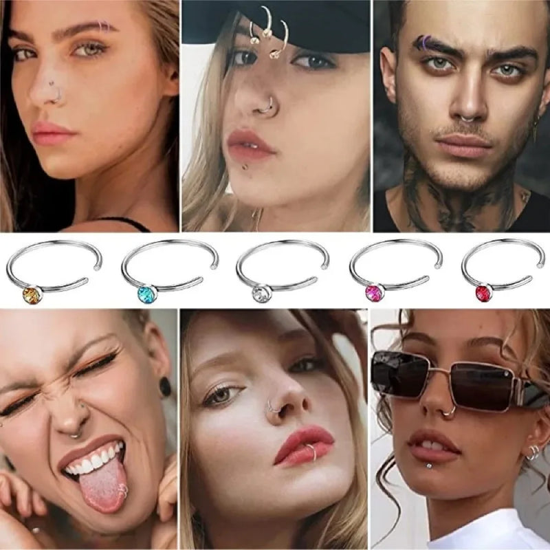 Stainless Steel Nose Studs with Crystal Accents