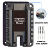 A magnetic handgun mount featuring a quick-attach design and stainless steel screws for secure mounting.