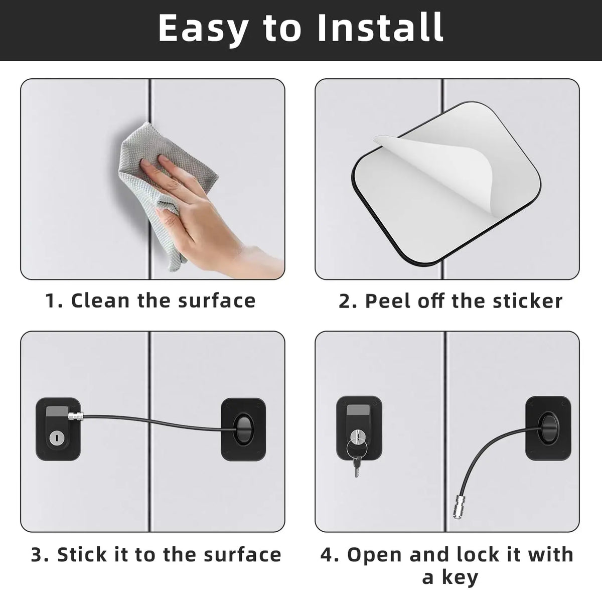 Child Safety Refrigerator Lock with Silicone Wire Protection