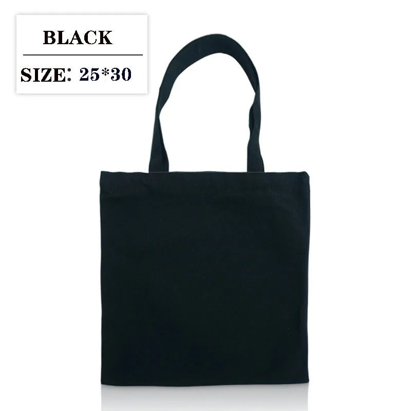 A black foldable canvas tote bag with dimensions 25 by 30 inches.