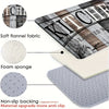 A kitchen mat featuring a retro wood grain design with non-slip backing and foam sponge material.
