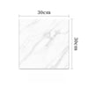 A rectangular panel of white marble effect waterproof wall sticker, measuring 30cm by 30cm.