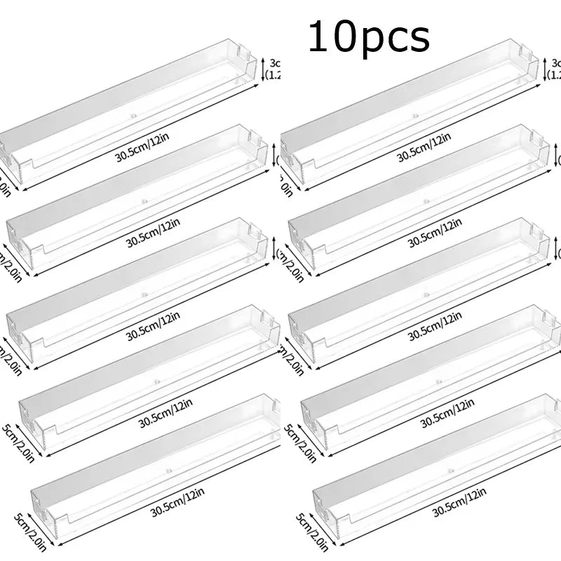 Ten clear acrylic wall-mounted display shelves, measuring 30.5cm by 12in.