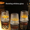 Rotating Crystal Whiskey Tumbler with Base