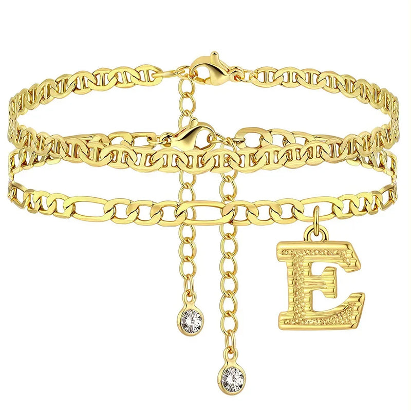 Edelstahl-Initial-Fußkette