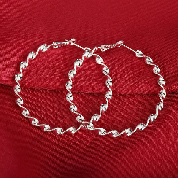 925 Sterling Silver Twisted Rope Hoop Earrings