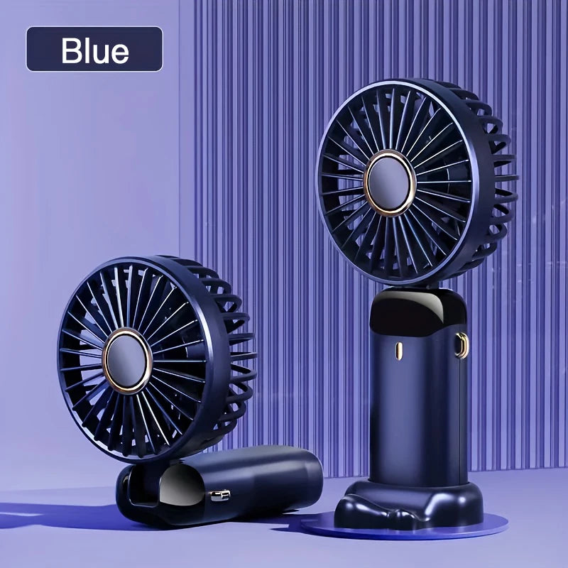 Compact USB Rechargeable Mini Fan with 6 Speeds and LED Light