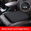 Black car seat cushion with 3D mesh and memory foam support showing the back end height of 6cm