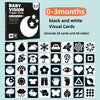 A set of black and white high-contrast baby visual cards for infants