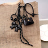 Handwoven Leather Rope Keychain with Letter Charm
