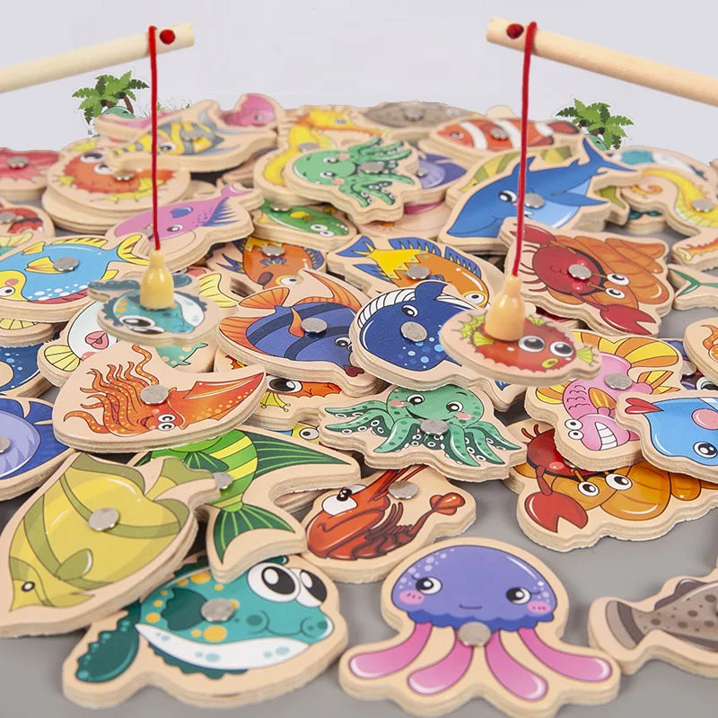 Wooden Magnetic Fishing Game for Toddlers
