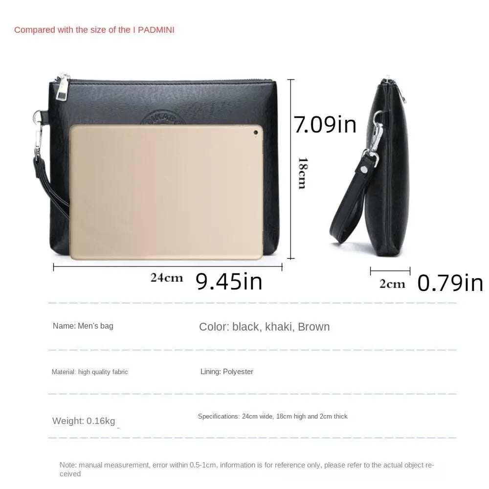 Men's PU Leather Clutch Bag with Large Capacity