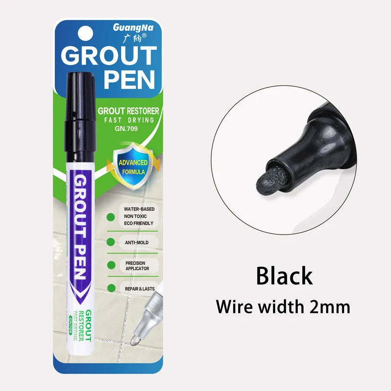 Black grout pen with 2mm wire width for grout restoration and touch-ups