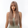 Rose Gold Layered Straight Wig with Bangs