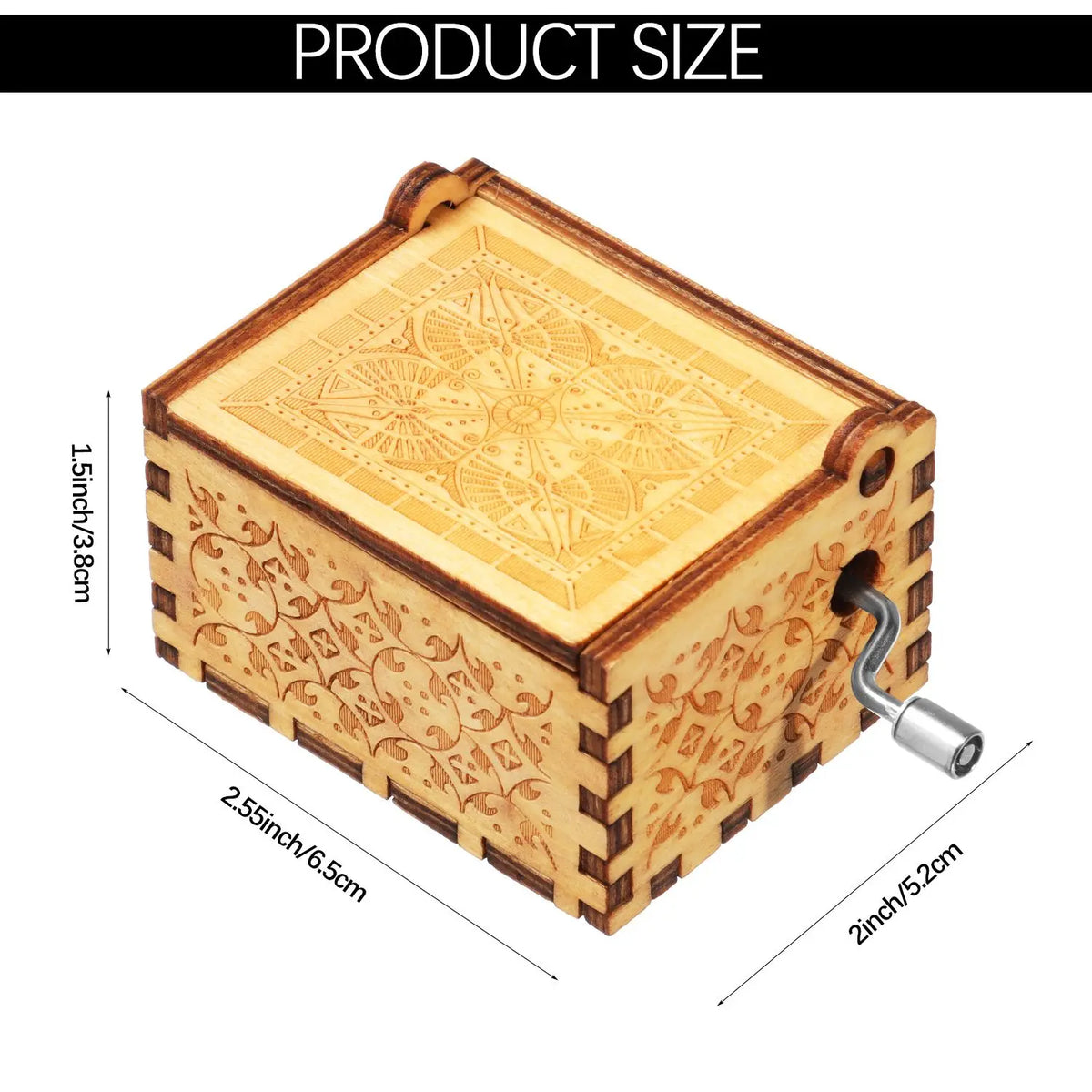 Wooden Hand-Crank Music Box - 'You Are My Sunshine' Engraved Keepsake Gift