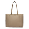 Genuine Leather Tote Bag with Multiple Pockets &amp; Zipper Closure