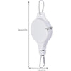 A white adjustable hanging plant pulley with a loop for hanging flower pots and baskets.