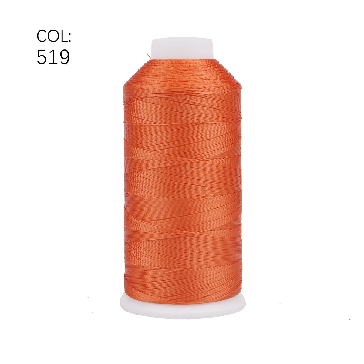 A spool of bright orange nylon bonded thread, color code 519.