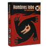 Box of Hombre Lobo de Castronegro card game featuring a silhouette of a black wolf head on a red background