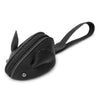 Black genuine leather cartoon mouse coin purse with a strap