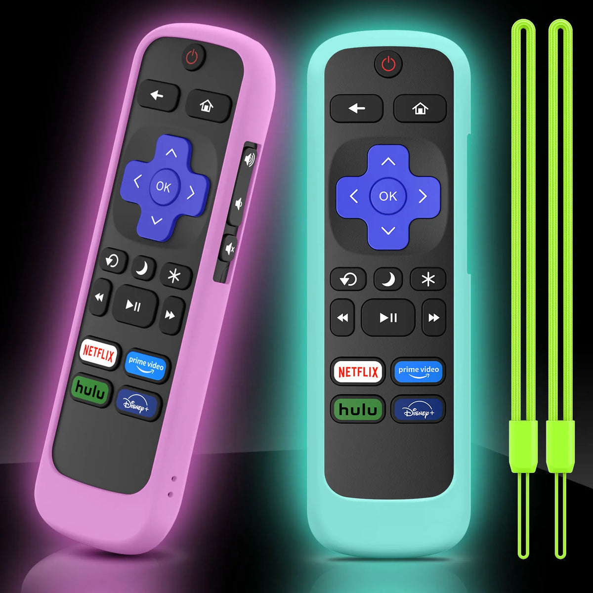 Glow-in-the-Dark Silicone Remote Cover with Lanyard