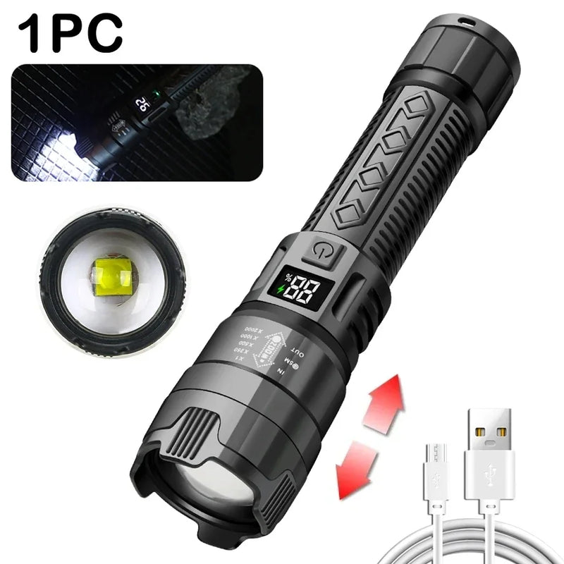 Rechargeable LED Flashlight with Digital Display
