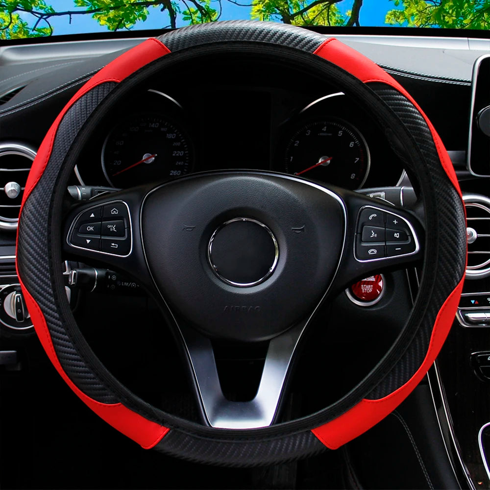 PU Carbon Fiber Steering Wheel Cover